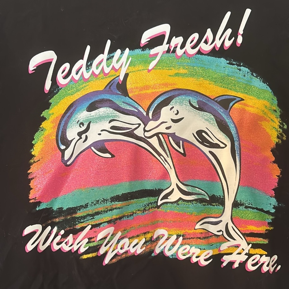 NWT TEDDY FRESH WISH YOU WERE HERE BLACK TEE